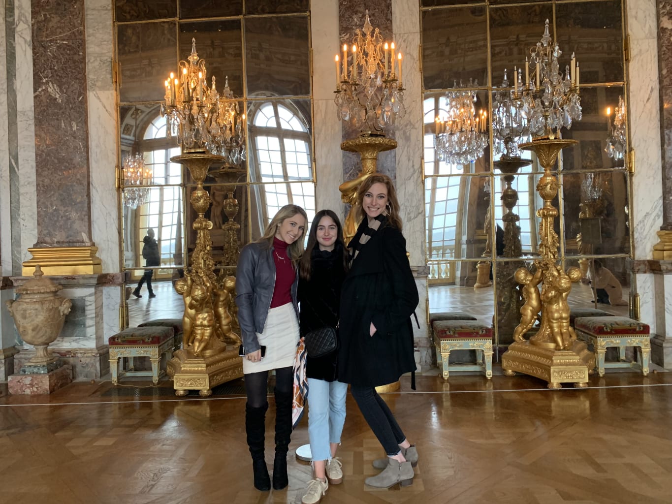 Girls posing in Versailles.