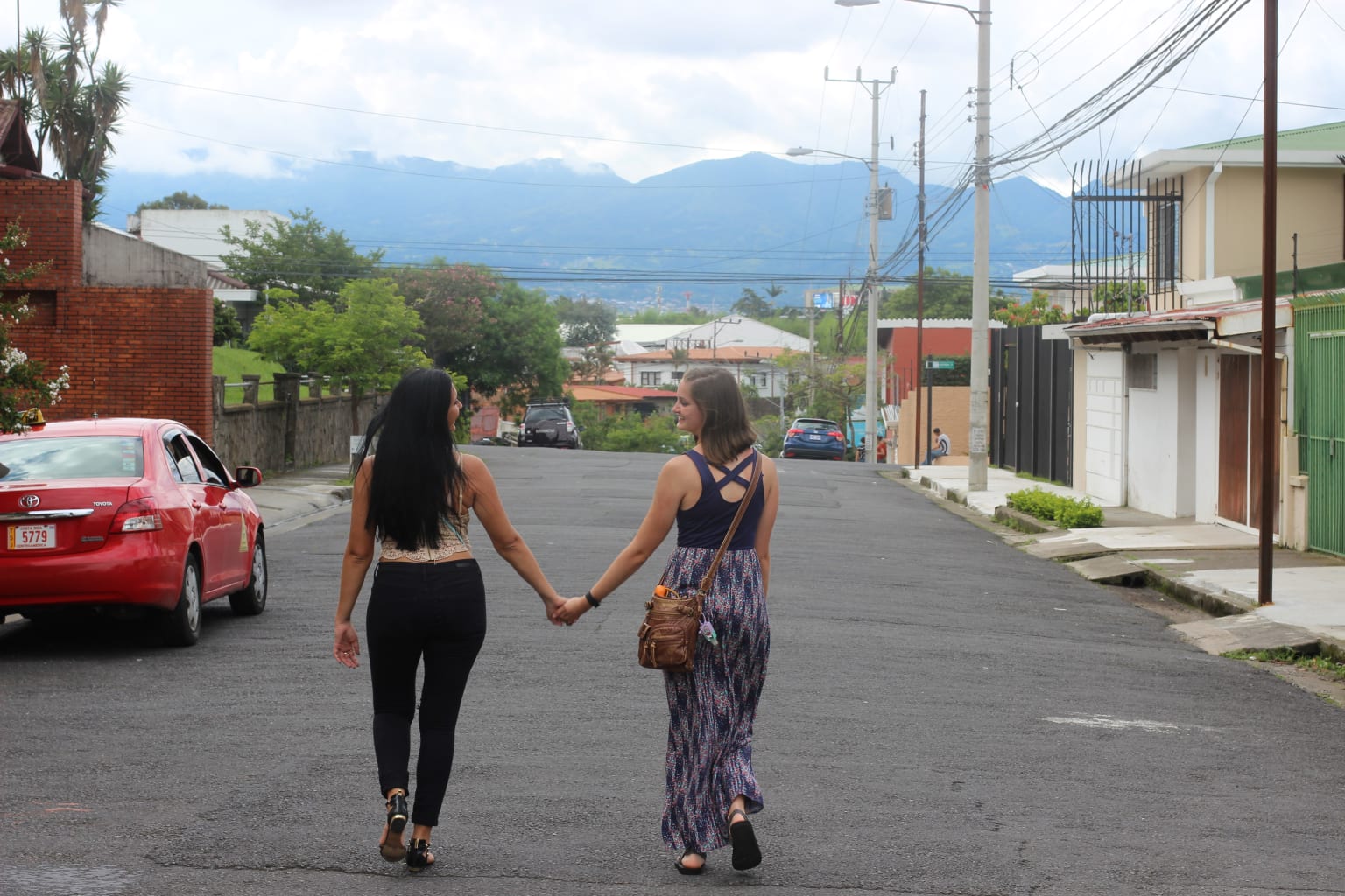 Two students walking outside in Costa Rica.