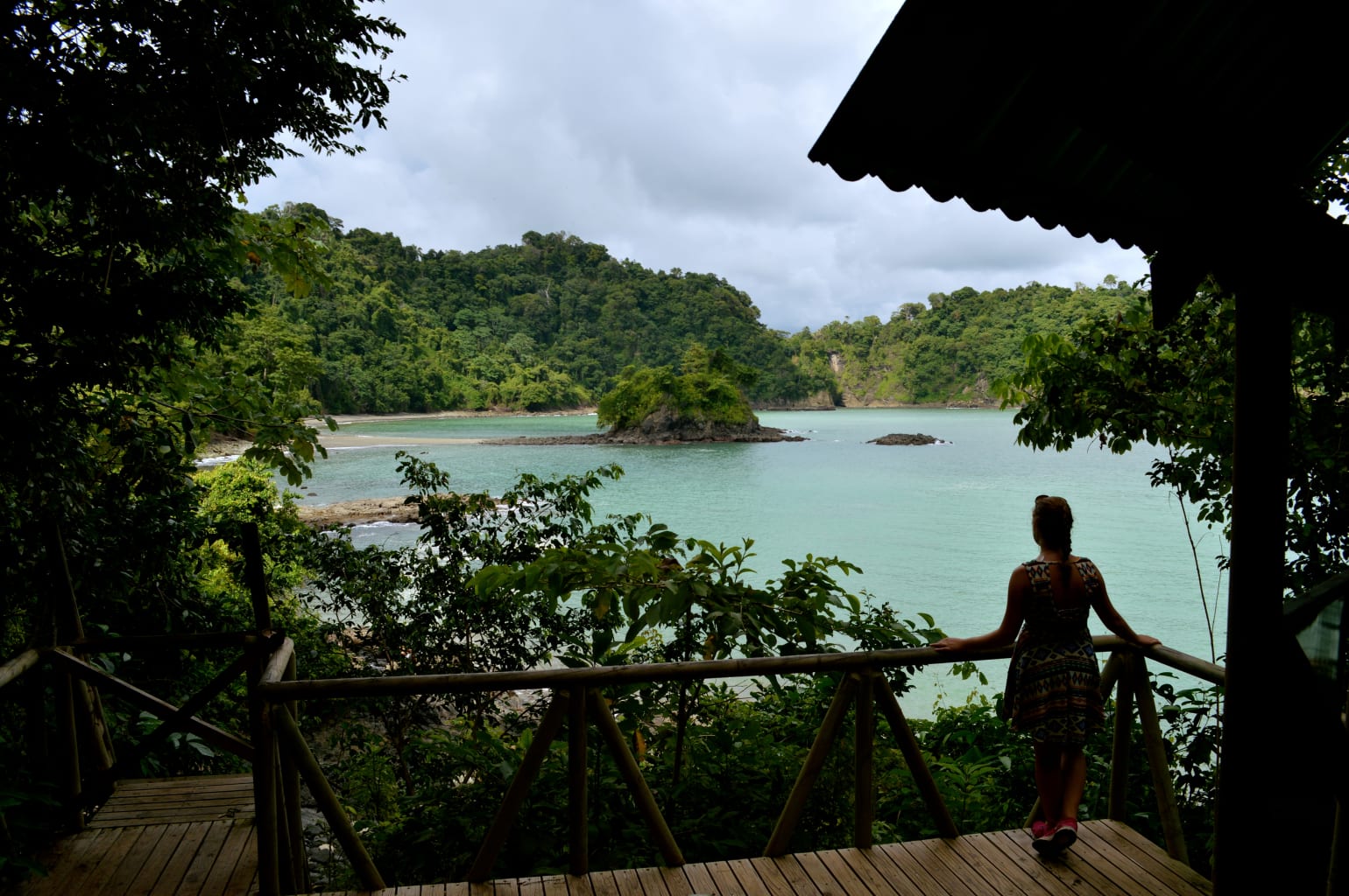 A student looking out to a view of the water in Costa Rica.