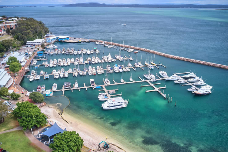 An aerial view of Port Stephens.