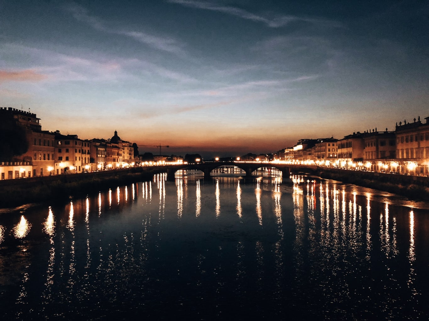 City lights in Florence, Italy.