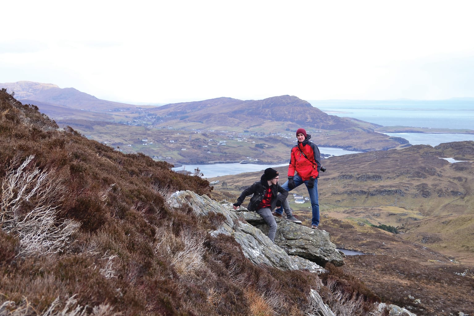Two students on a mountain in Ireland.