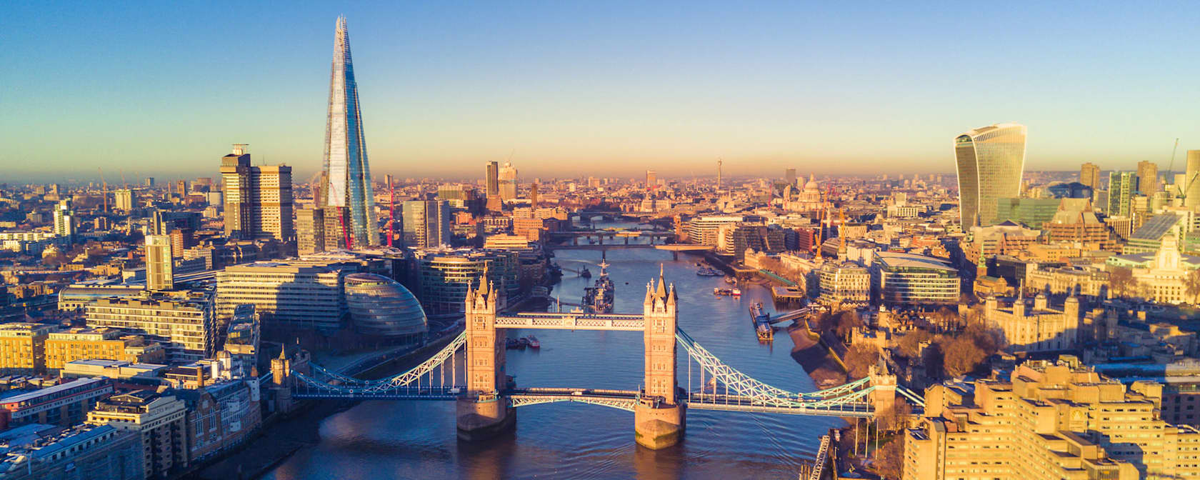Aerial view of London, England.