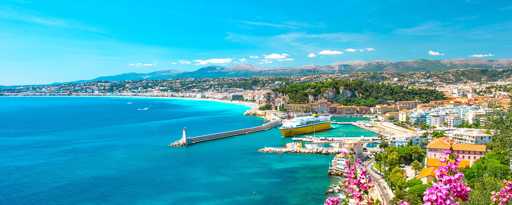 Coastline of Nice, France, in the French Riviera.