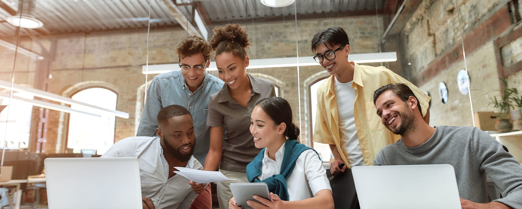 Young business people work in an office