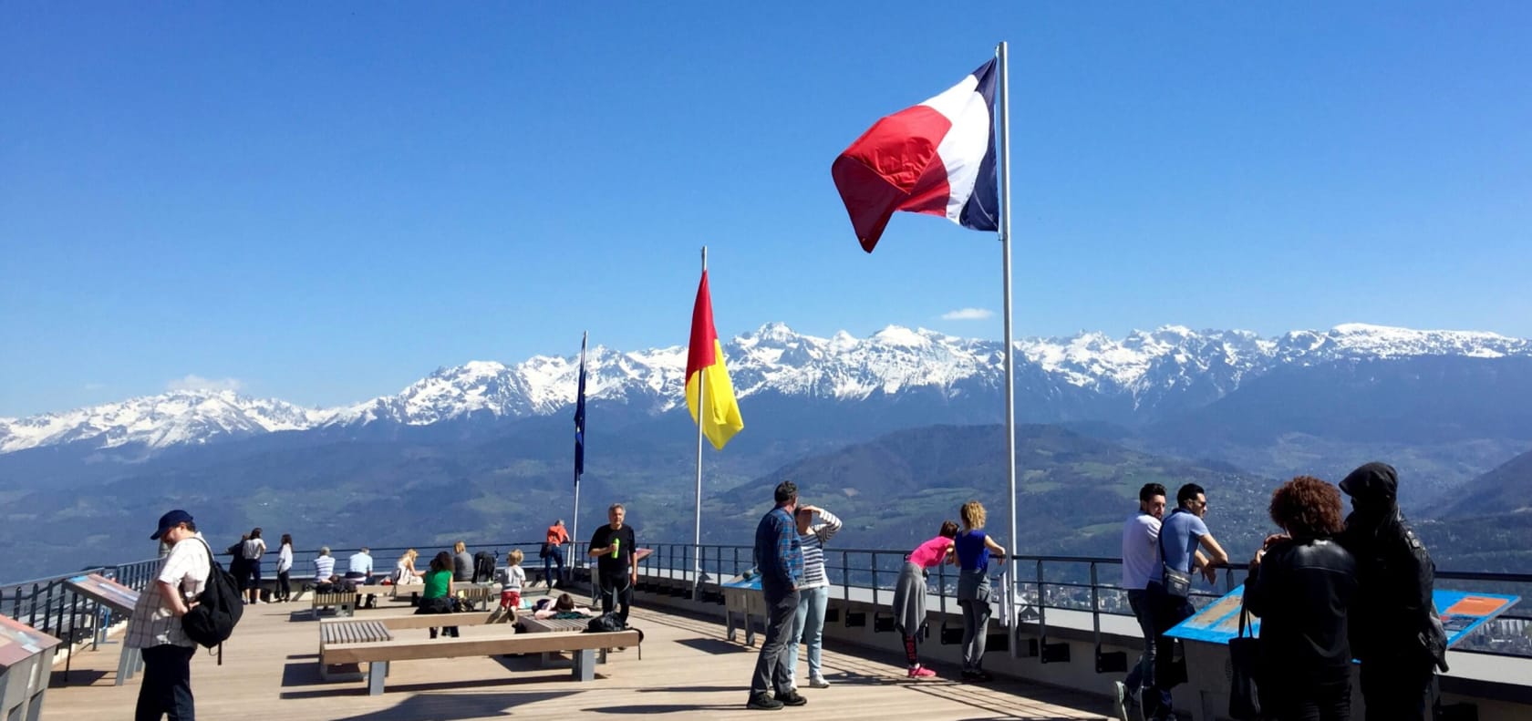France flags and alps.