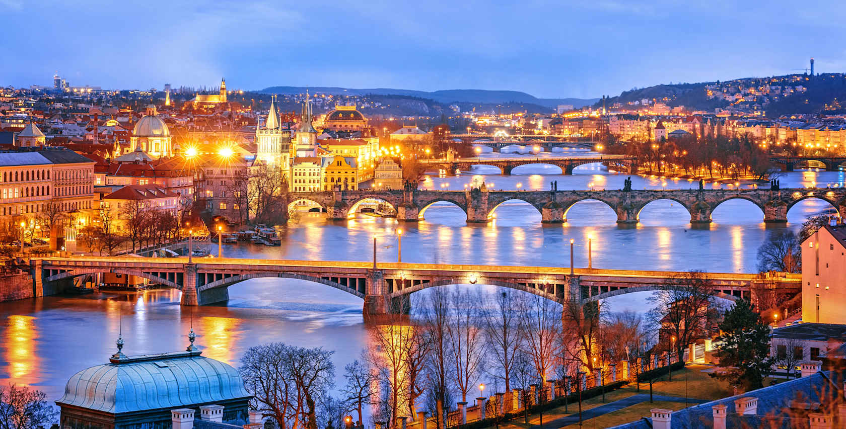 Prague river in winter.