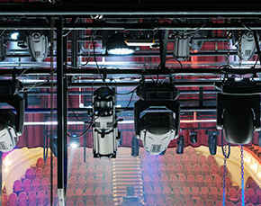View of theater spotlights.