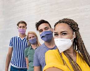 Students wearing face masks.