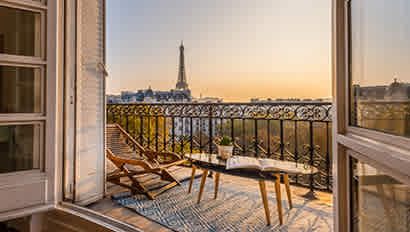 A view of the Eiffel Tower in Paris, France.