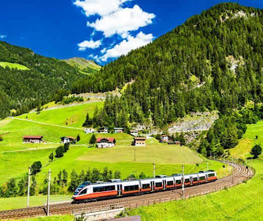 Train through the Austrian Alps.