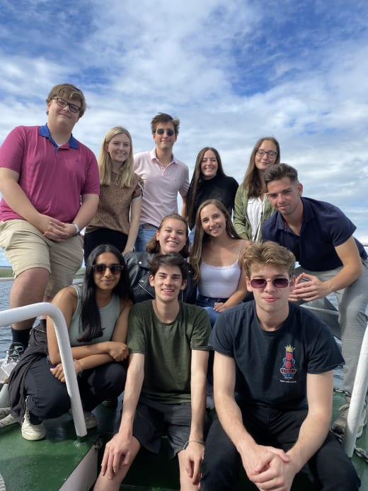 A group of interns on a boat in Galway, Ireland.
