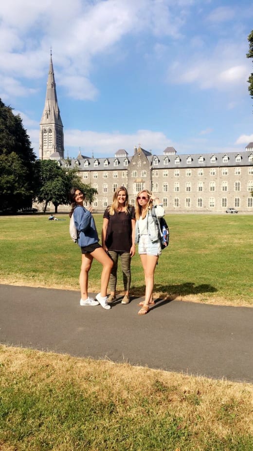 Three students in Maynooth, Ireland.
