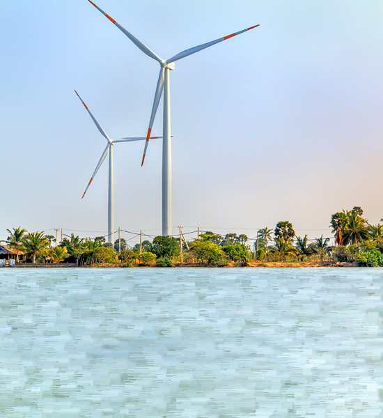 Two wind turbines.