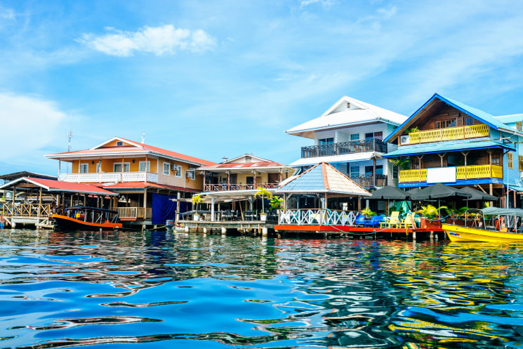 Colorful buildings on a waterfront.