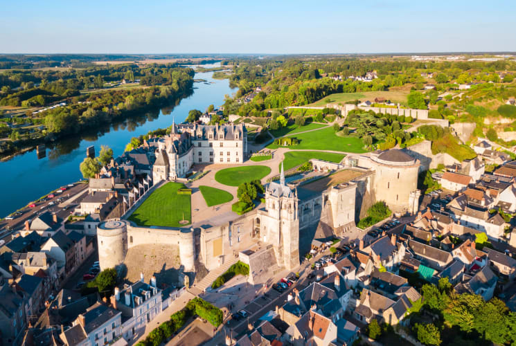 An aerial view of Châteaux of the Loire Valley.