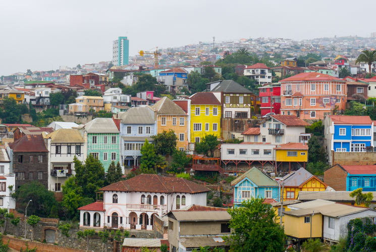 Colorful buildings in Valparaíso.