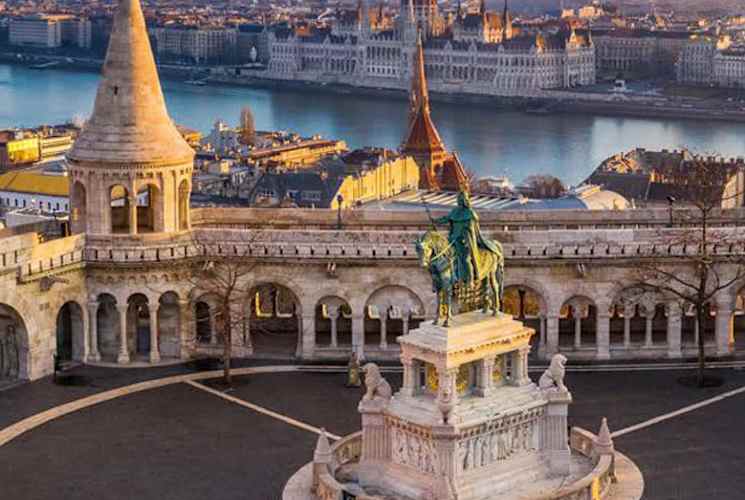 An aerial view of Budapest, Hungary.