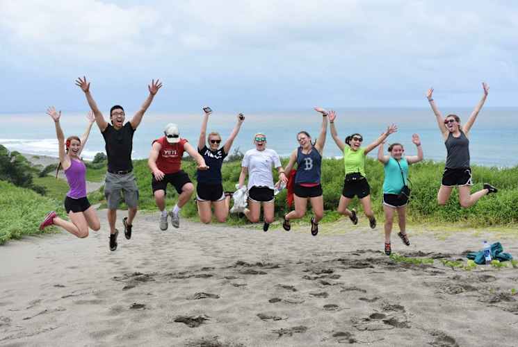 A group of students jumping in Perth, Australia.