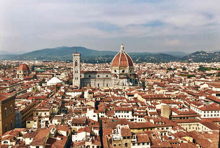 Spring in italy view of city.