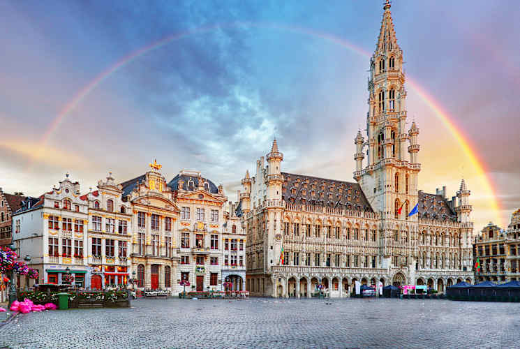 A rainbow over Brussels, Belgium.