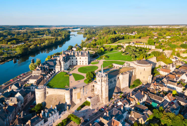 An aerial view of Châteaux of the Loire Valley.