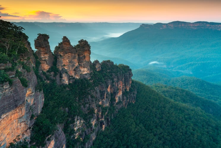 An aerial view of Blue Mountains in Australia.