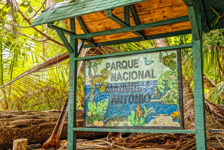 The entrance sign to Manuel Antonio National Park.
