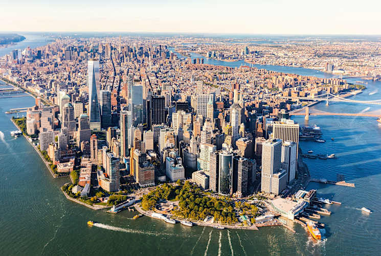 An aerial view of New York City.