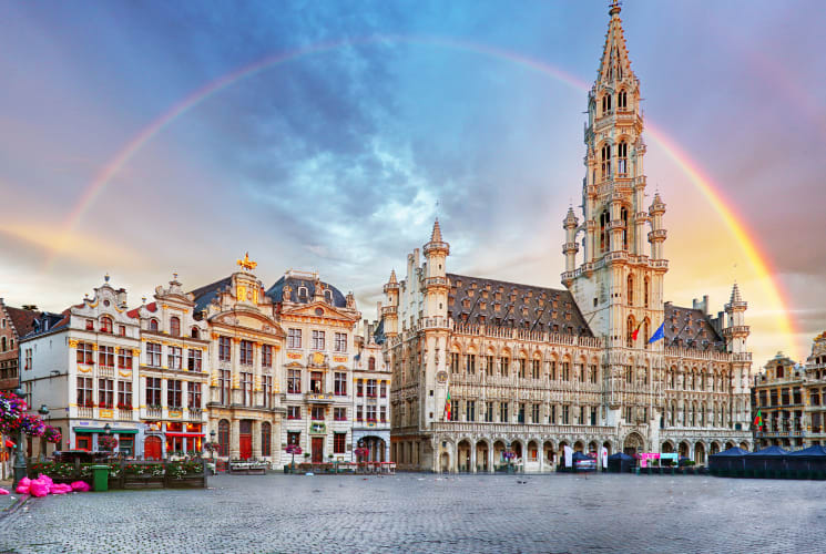 A rainbow over Brussels, Belgium.