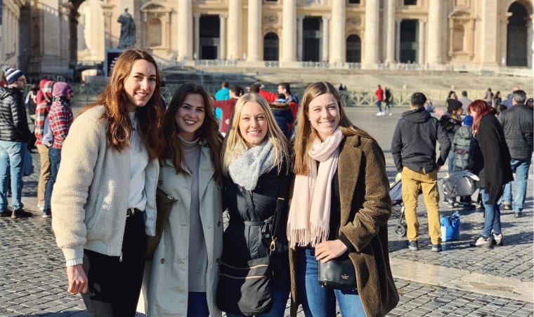 A group of four women in Italy.