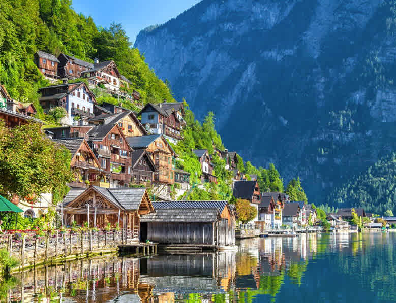 Buildings on the coast of Salzburg, Austria.